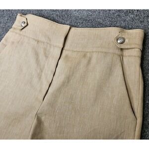 Veronica Beard Women's Aubrie Linen Blend Wide Leg Pants Cropped Size 8 Tan